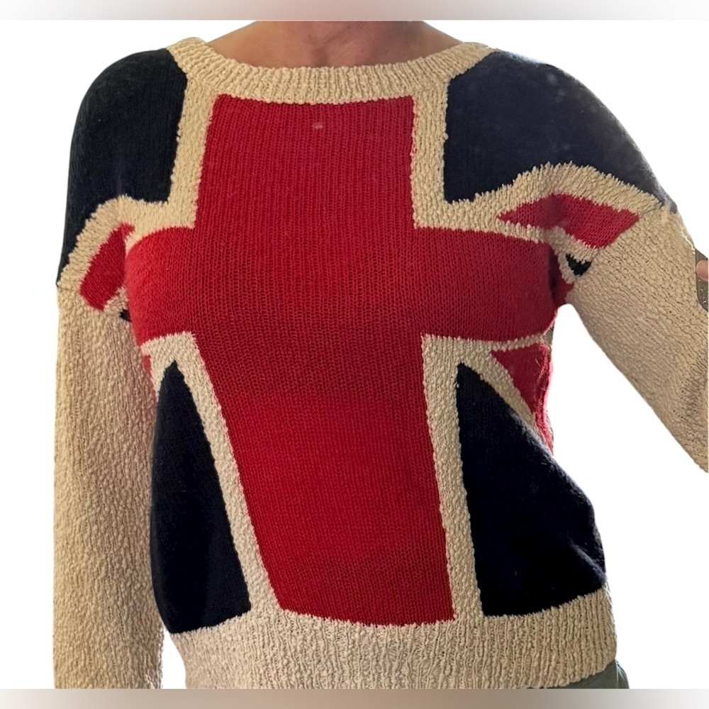 Forever 21 United Kingdom flag knit pullover crew neck sweater size extra small